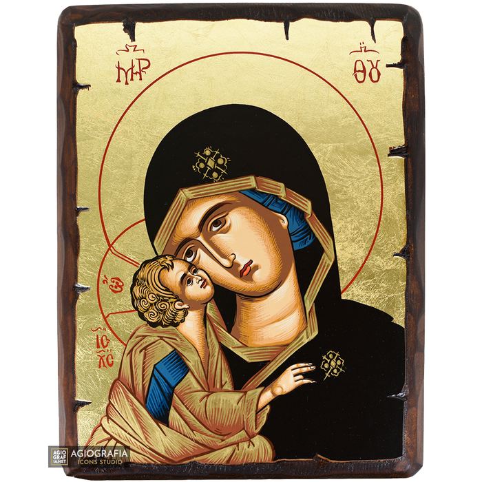 Gottesmutter der Großen Gnade griechisch-orthodoxe Holzikone mit Blattgold
