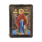 Virgin Mary Mount Athos Orthodox Gold Foil Icon on Carved Wood