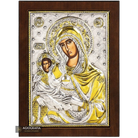 Virgin Mary with Stars Christian Orthodox Silver Plated Icon