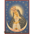 Virgin Mary Ostrobramska Gold Print Icon with Aged Gold Foil