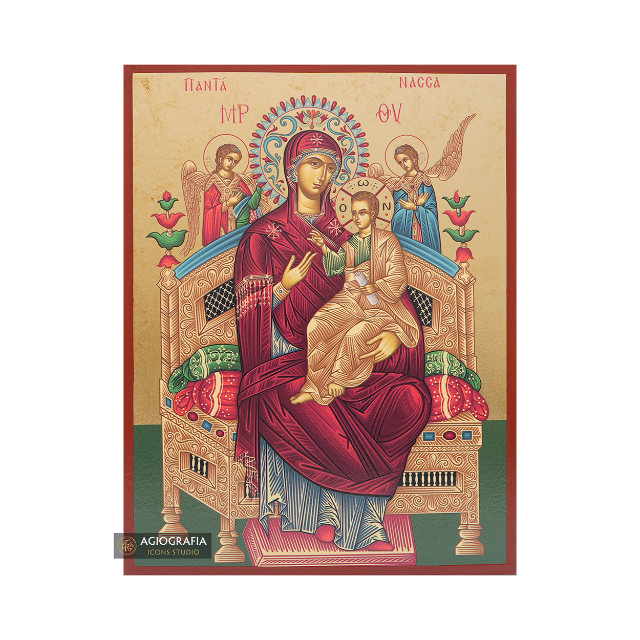 Virgin Mary Queen of All Gold Print Christian Icon with Aged Gold Foil