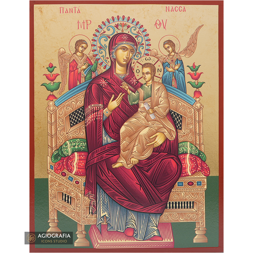 Virgin Mary Queen of All Gold Print Christian Icon with Aged Gold Foil