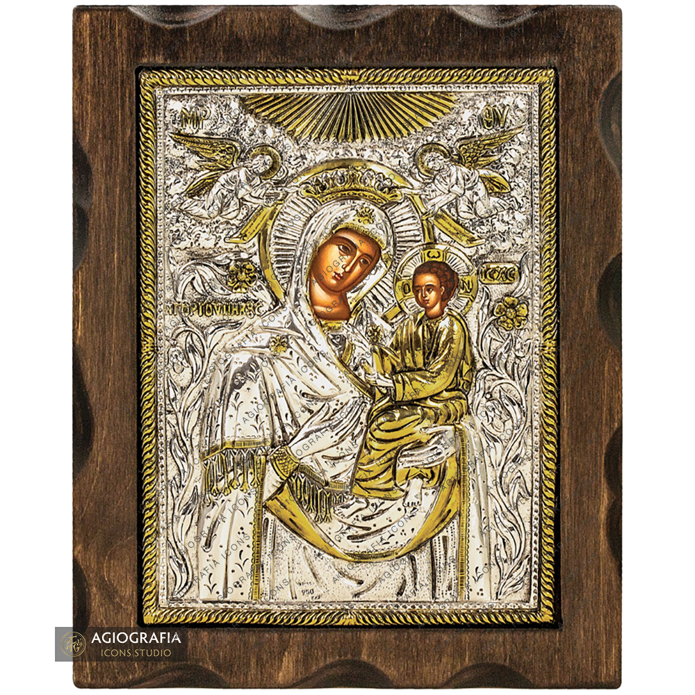 Virgin Mary the Quick to Hear Pure Silver and 24k Gold Plated Icon