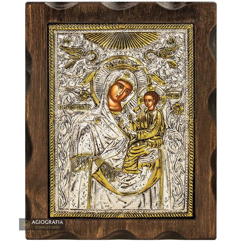Virgin Mary the Quick to Hear Pure Silver and 24k Gold Plated Icon