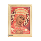 Virgin Mary (Red background) Orthodox Icon with Gold Leaves