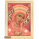 Virgin Mary (Red background) Orthodox Icon with Gold Leaves