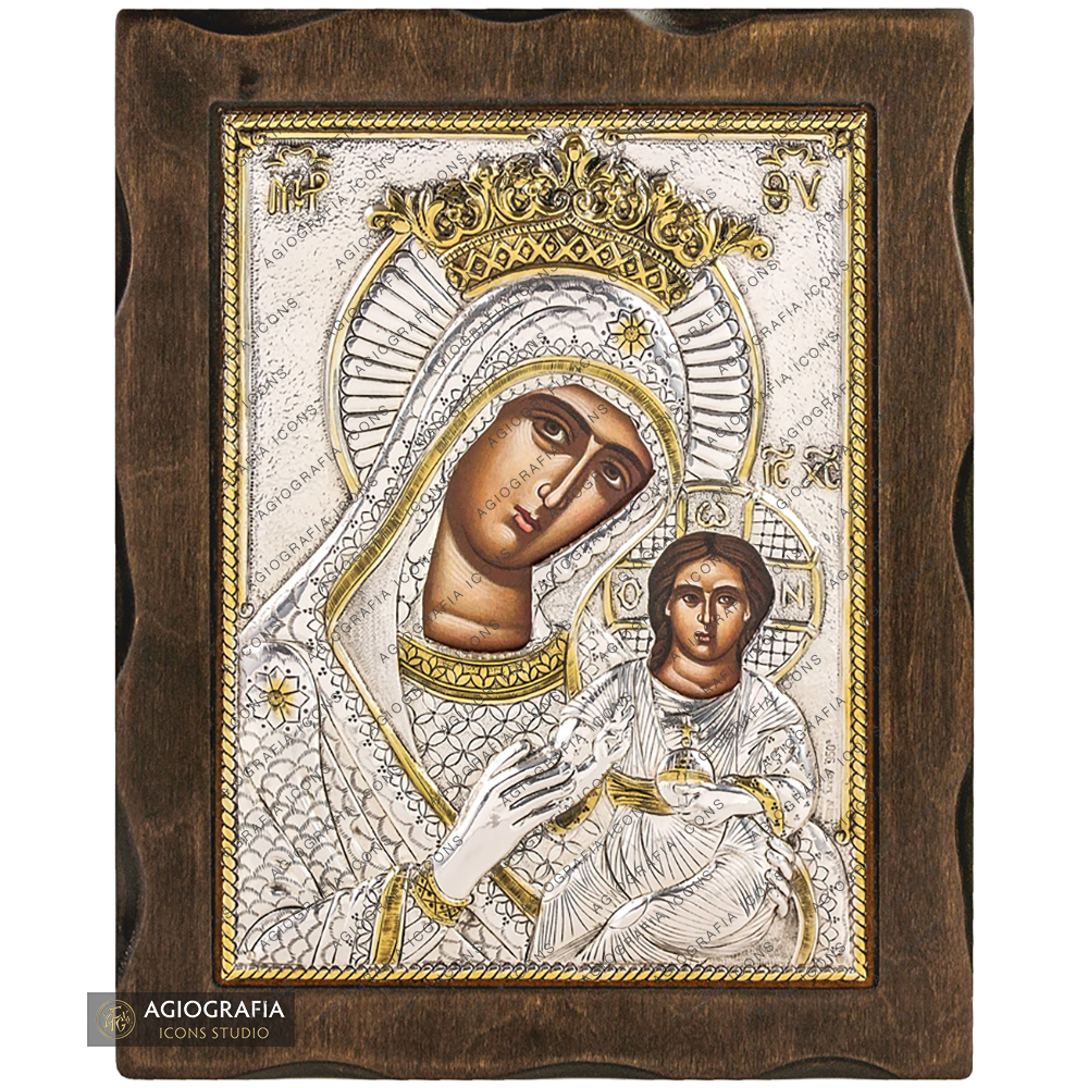 Virgin Mary Renaissance Pure Silver and 24k Gold Plated Icon