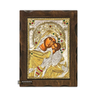 Virgin Mary Sweet Kissing Silver Gold Plated Wood Icon with Crystals