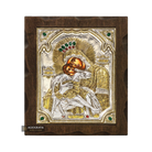 Virgin Mary Sweet Kissing Silver Gold Plated Wood Icon with Crystals