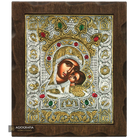 Virgin Mary Sweet Kissing Silver Gold Plated Wood Icon with Crystals