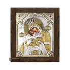 Virgin Mary Sweet Kissing Silver Gold Plated Wood Icon with Crystals