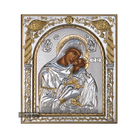 Virgin Mary Sweet Kissing Silver Gold Plated Wood Icon