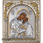 Virgin Mary Sweet Kissing Silver Gold Plated Wood Icon