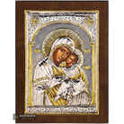 Virgin Mary the Sweet Kissing Christian Orthodox Silver Plated Icon