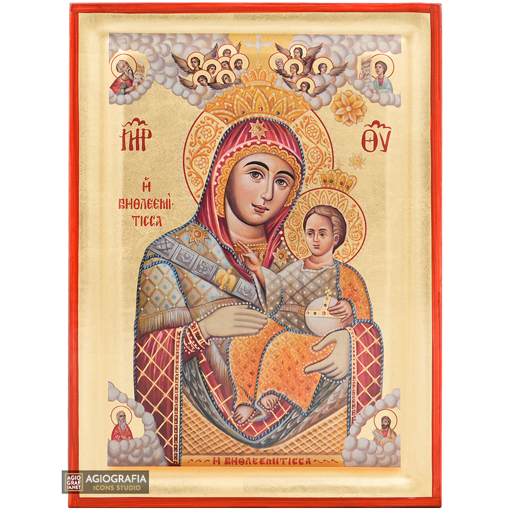 Virgin Mary Vithleem Orthodox Icon with Gold Leaves