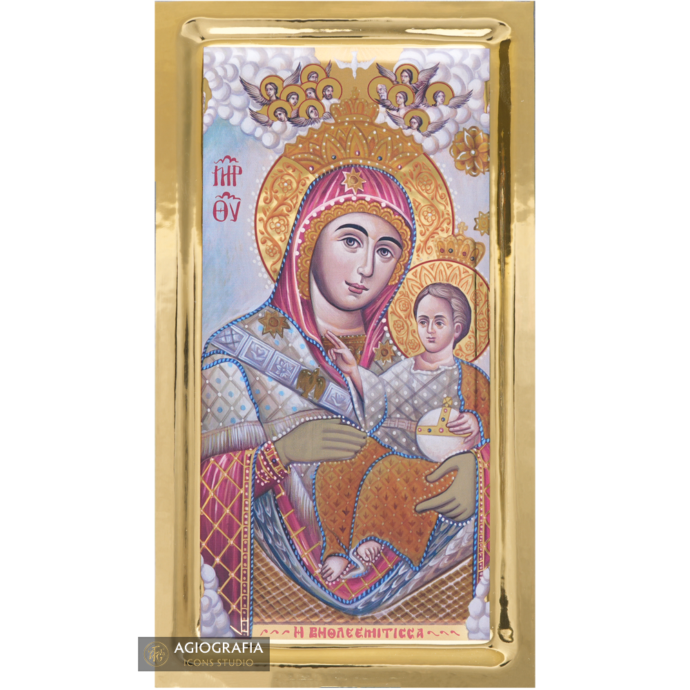 Virgin Mary of Bethleem Orthodox Icon with Gilding Effect