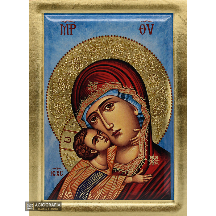 Gottesmutter von Wladimir byzantinisch-orthodoxe Holzikone mit Blattgold