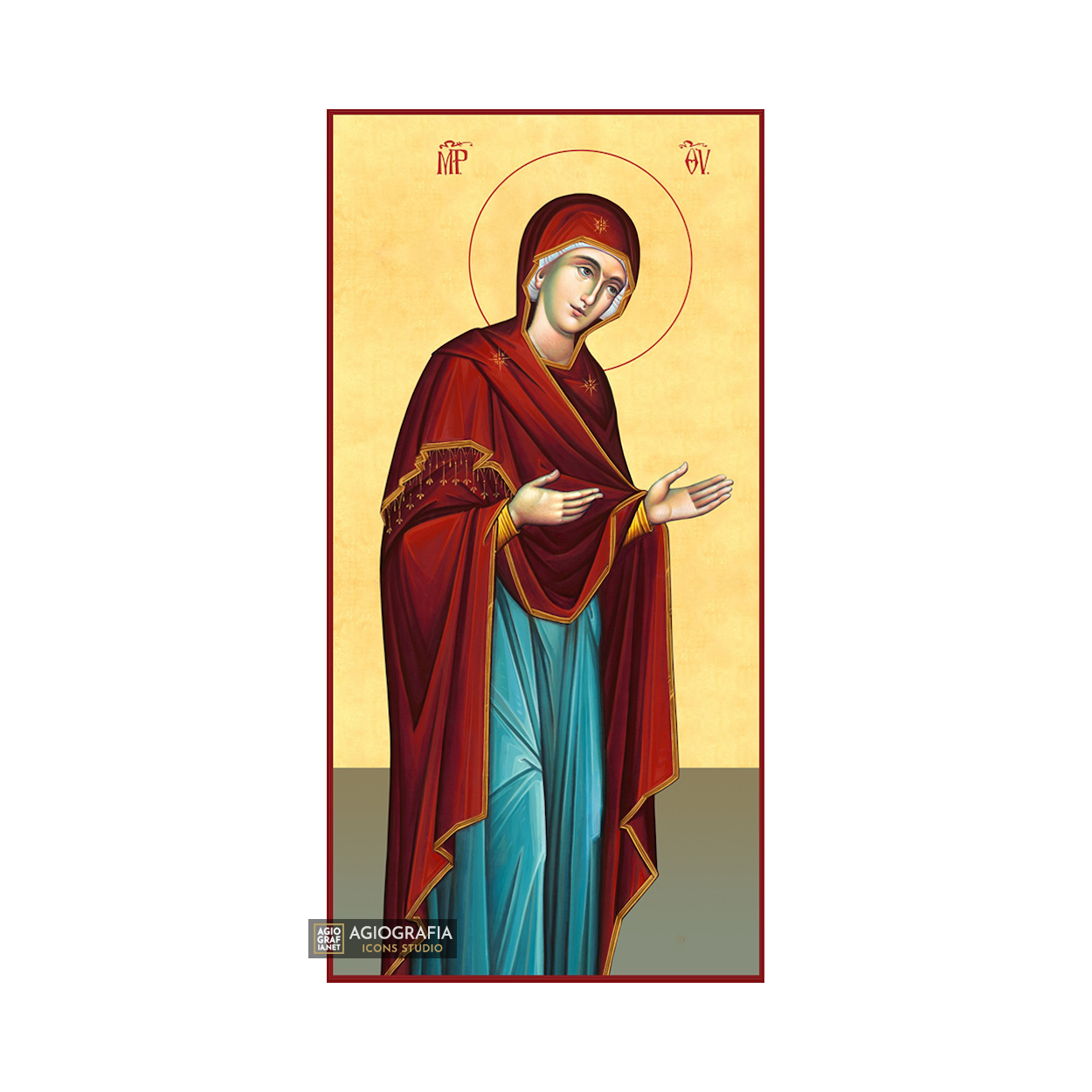 22k Virgin Mary - Gold Leaf Background Christian Orthodox Icon