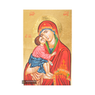 Virgin Mary holding Jesus Christ Handwritten Icon with Gold Leaves and 24k Polished Engraved Halo