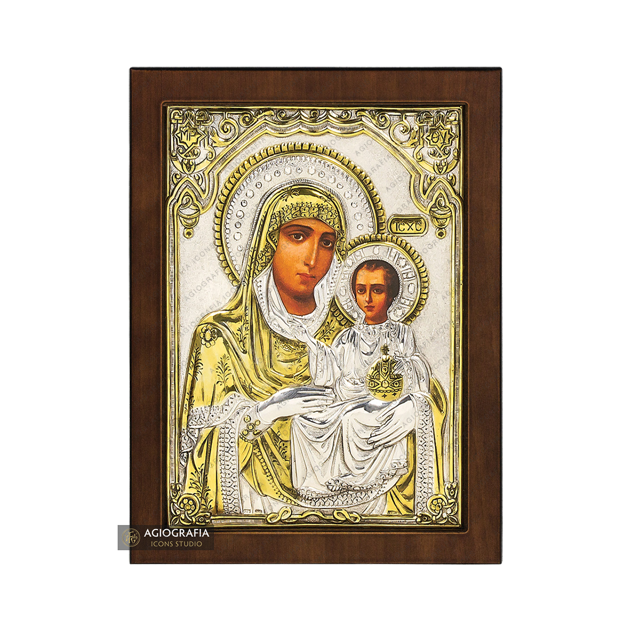 Virgin Mary of Jerusalem Christian Orthodox Silver Plated Icon