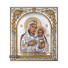 Virgin Mary of Jerusalem Silver Gold Plated Wood Icon