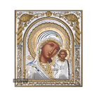 Virgin Mary of Kazan Silver Gold Plated Wood Icon