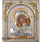 Virgin Mary of Kazan Silver Gold Plated Wood Icon