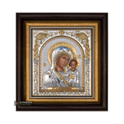 Virgin Mary of Kazan Framed Silver Gold Plated Wood Icon