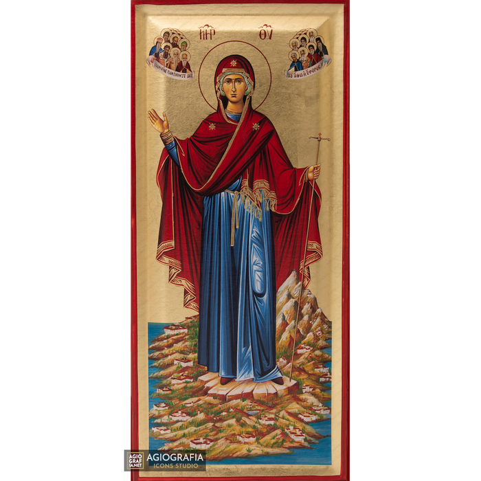 Gottesmutter vom Berg Athos griechisch-orthodoxe Holzikone mit Blattgold