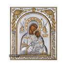 Virgin Mary of Passion Silver Gold Plated Wood Icon