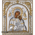 Virgin Mary of Passion Silver Gold Plated Wood Icon