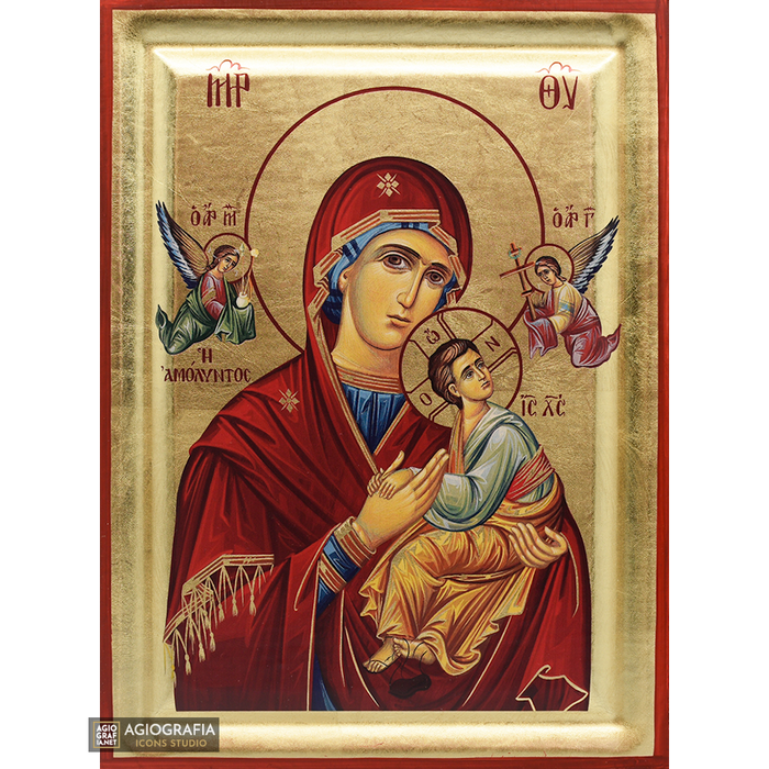 Gottesmutter vom Leiden (Amolyntos) griechisch-orthodoxe Ikone mit Blattgold