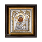 Virgin Mary of Vladimir Framed Silver Gold Plated Wood Icon