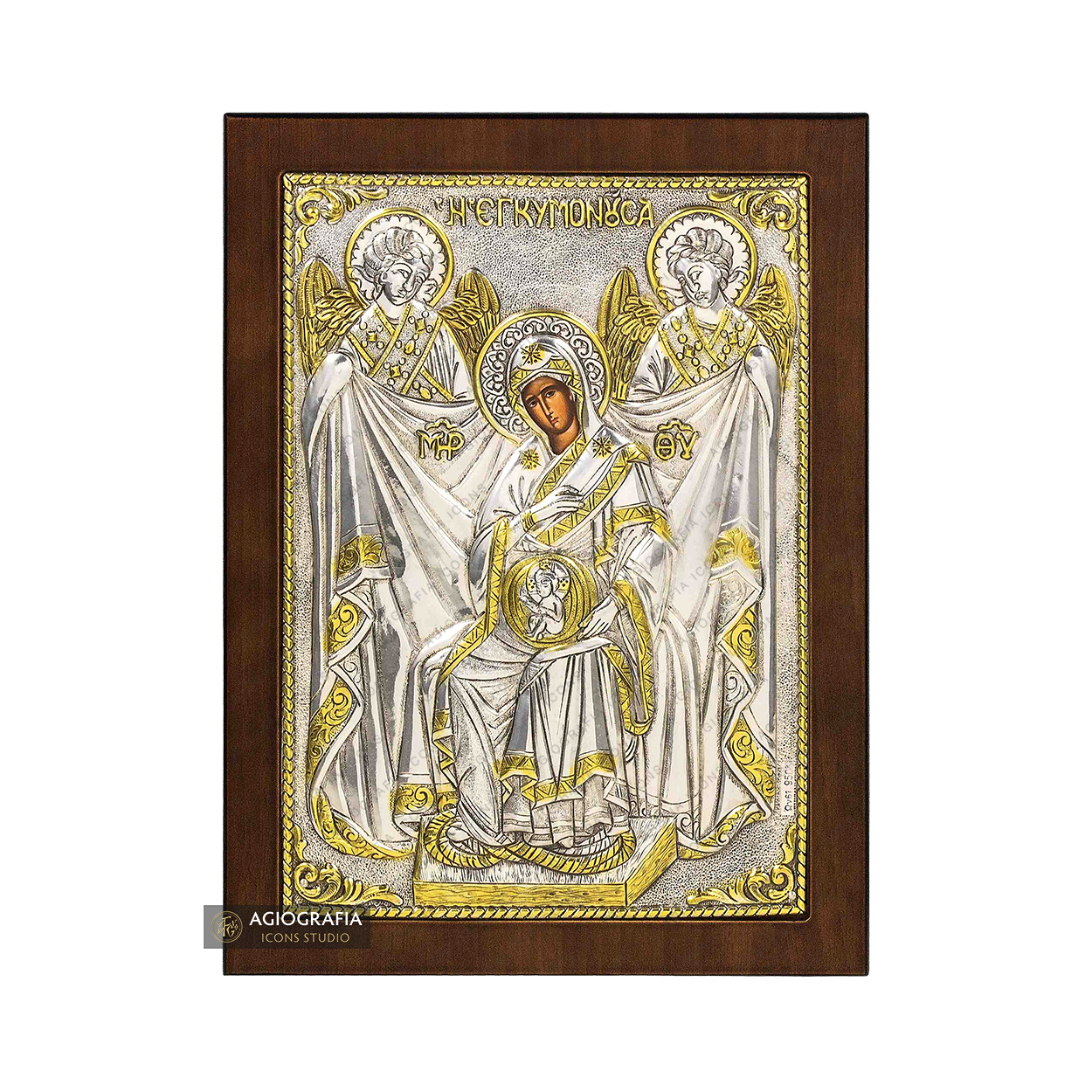 Virgin Mary Fountain of Life Christian Orthodox Silver Plated Icon