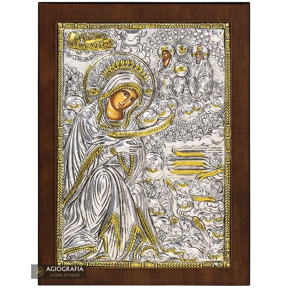 Virgin Mary the Healer Christian Orthodox Silver Plated Icon