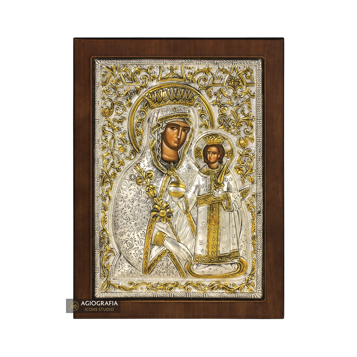 Virgin Mary Mystical Rose Christian Orthodox Silver Plated Icon