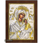 Virgin Mary with Angels Christian Orthodox Silver Plated Icon