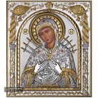 Virgin Mary with Seven Swords Silver Gold Plated Wood Icon