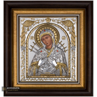 Virgin Mary with Seven Swords Framed Silver Gold Plated Wood Icon