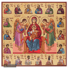 Virgin Mary with the Archangels and Saints Aged Gold Foil Icon