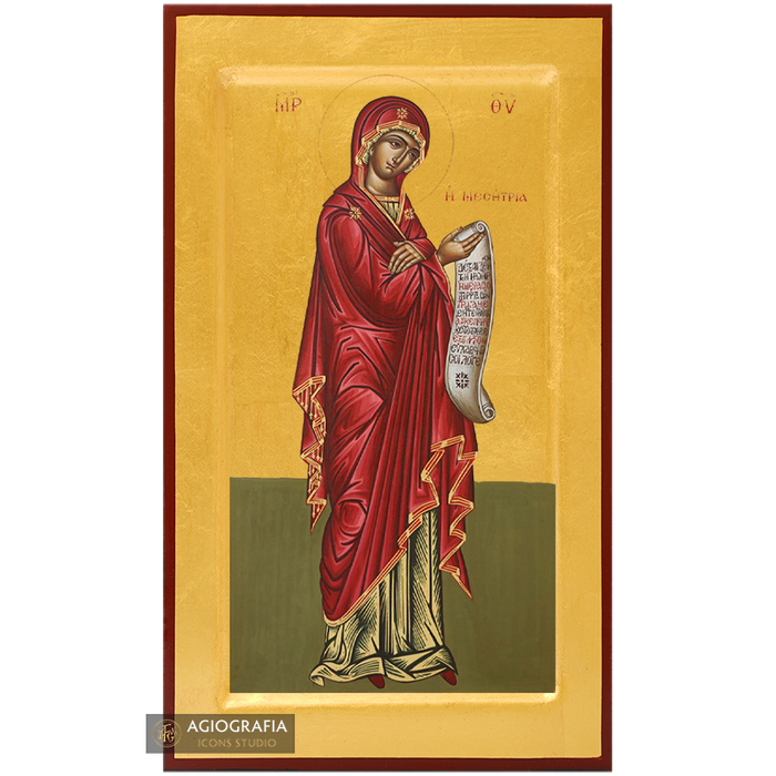 24k Vergine Maria l'Intercedente icona dipinta a mano con foglie d'oro