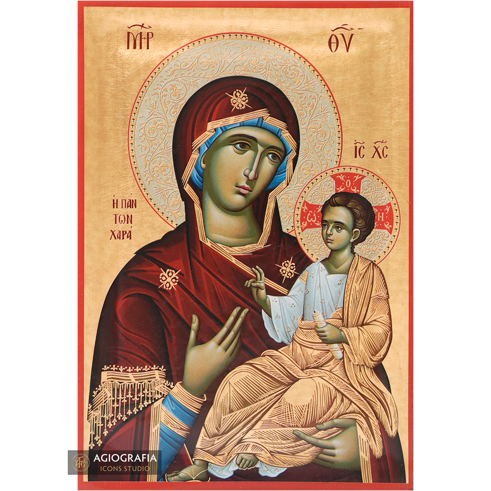Virgin Mary Joy of All Icon with Matte Gold Leaves