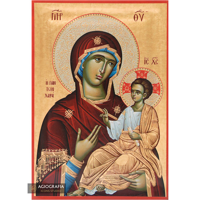Virgin Mary Joy of All Icon with Matte Gold Leaves