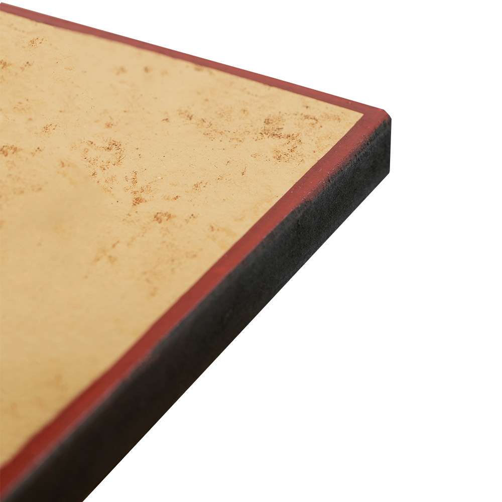 Aged gold foil at the corner of a flat panel