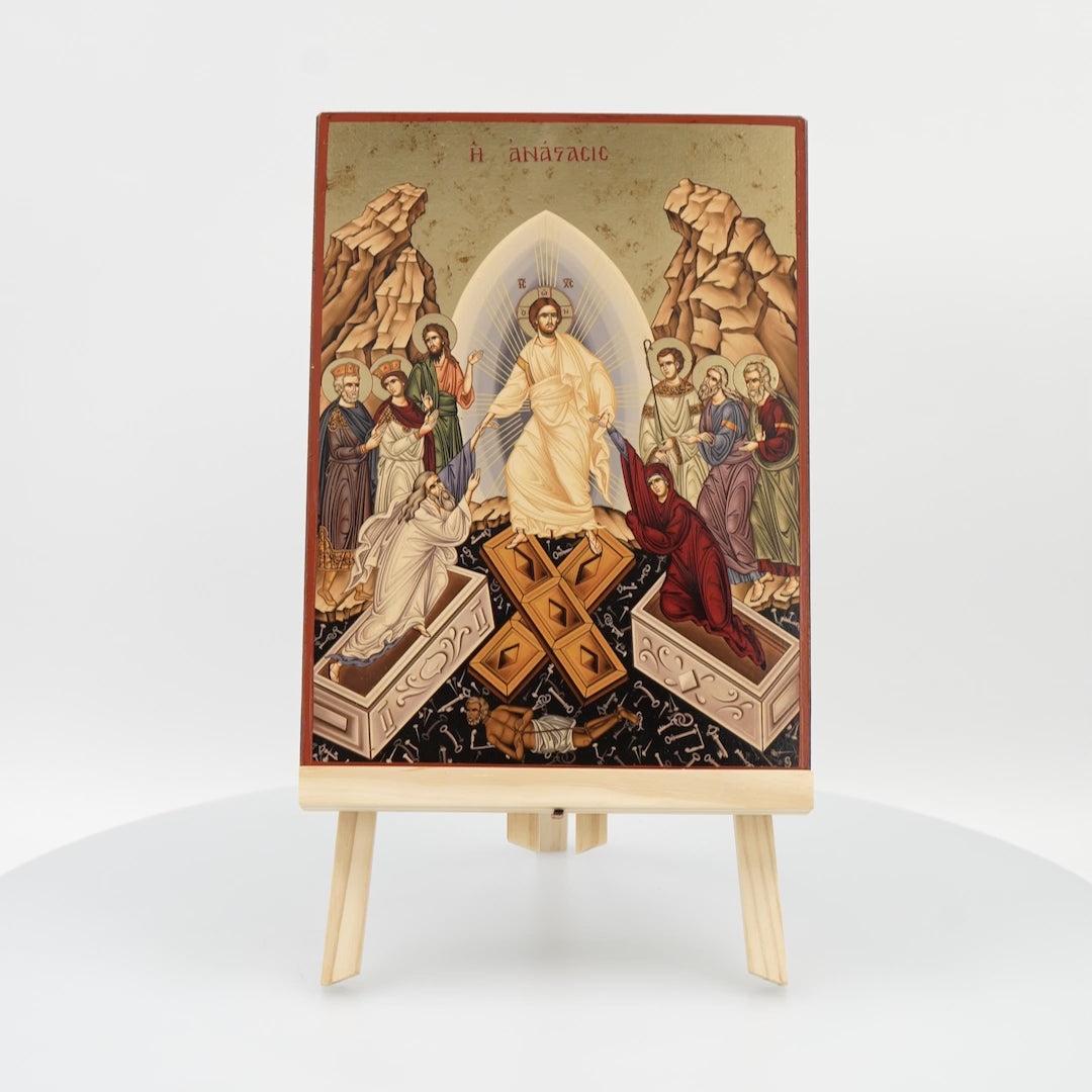 Resurrection of The Lord Gold Print Icon with Aged Gold Foil