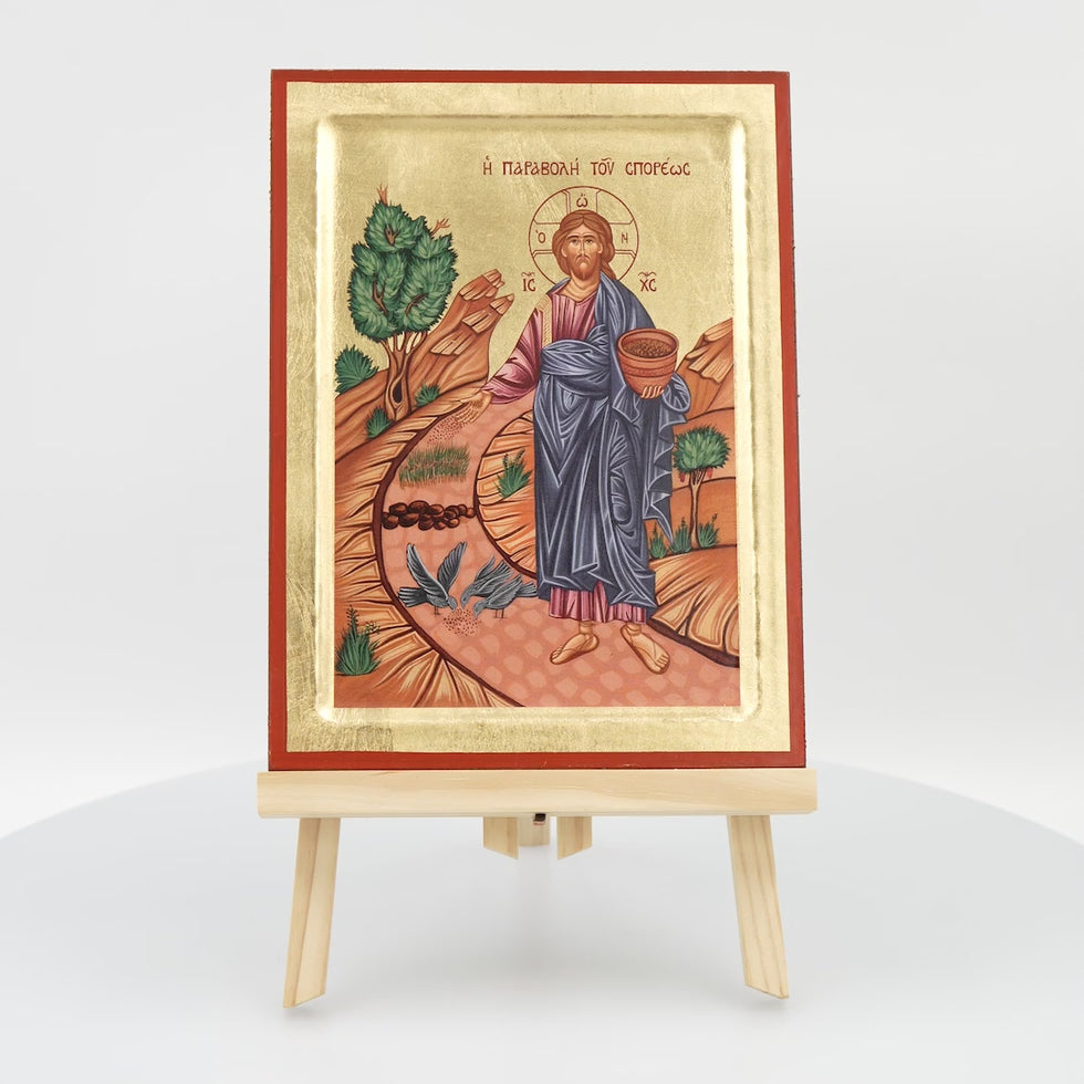18k Jesus Christ The Parable of the Sower Orthodox Icon with Gold Leaf ...