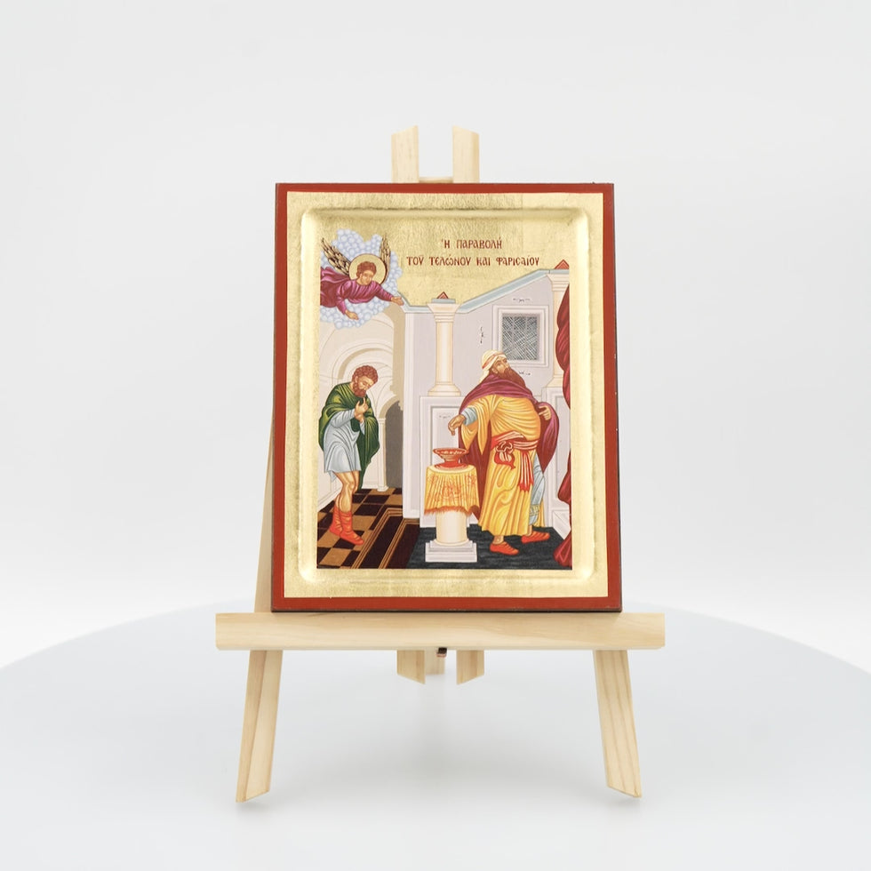 18k Parable of the Publican and Pharisee Christian Gold Leaf Icon ...