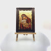 Virgin Mary Sweet Kissing Greek Orthodox Wood Icon with Gold Leaf