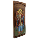 Archangel Michael - Wood curved Byzantine Christian Orthodox Icon on Natural solid Wood