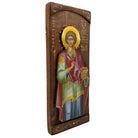 St Panteleimon - Wood curved Byzantine Christian Orthodox Icon on Natural solid Wood